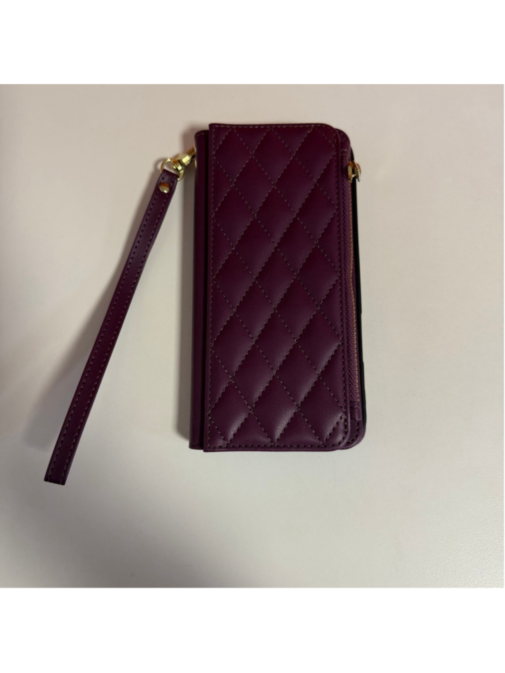 iPhone 16 pro max Quilted Wallet folio wallet phone Case Purple Gold